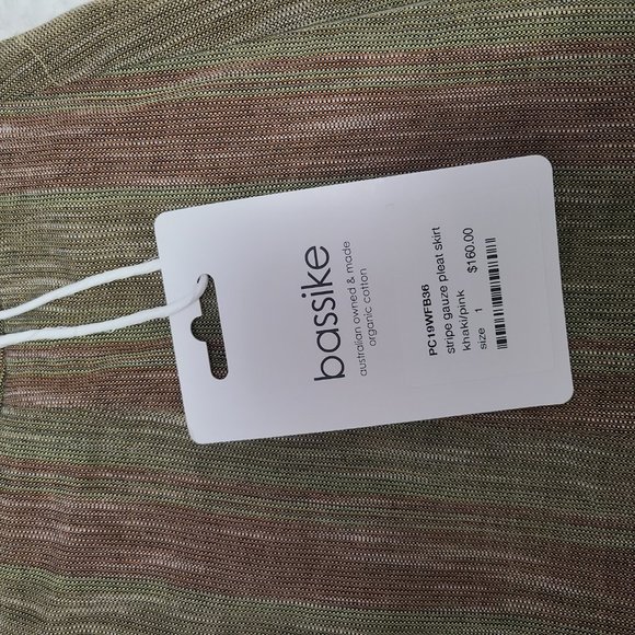 BASSIKE STRIPE GAUZE PLEAT SKIRT NWT - Picture 5 of 5